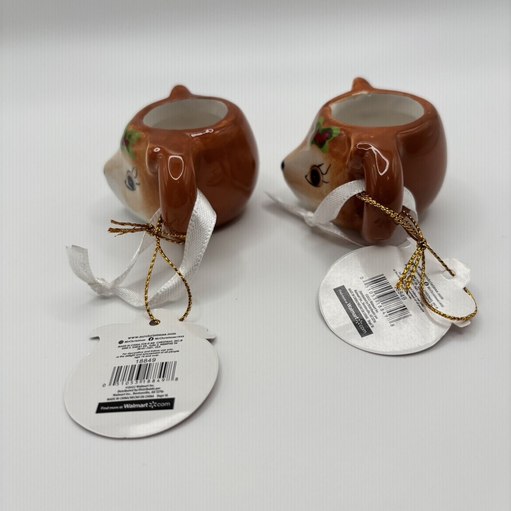 Mr Christmas 2022 Nostalgic REINDEER Mini Mug Ornament Set of 2 NWT Retro - Picture 4 of 6